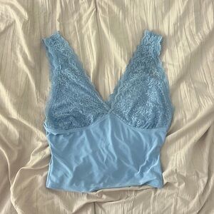Forever 21 Elegant Lace Trimmed Blue Camisole